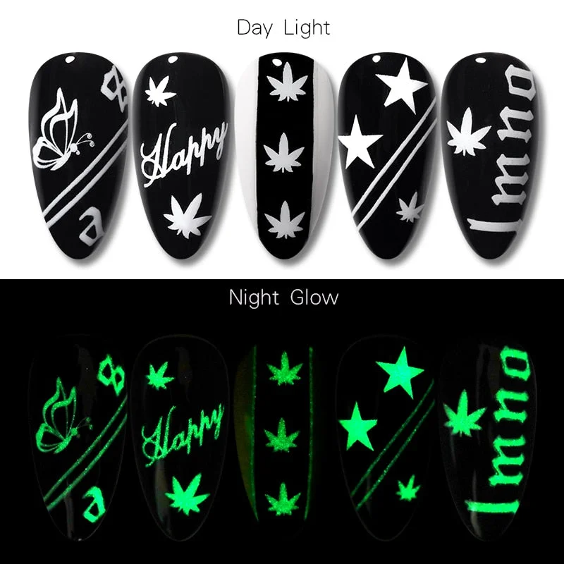 1PC Luminous Butterfly 3D Nail Stickers Five-pointed Stars /Number Acrylic Design Summer Nail Art Stickers Manicures Decoration