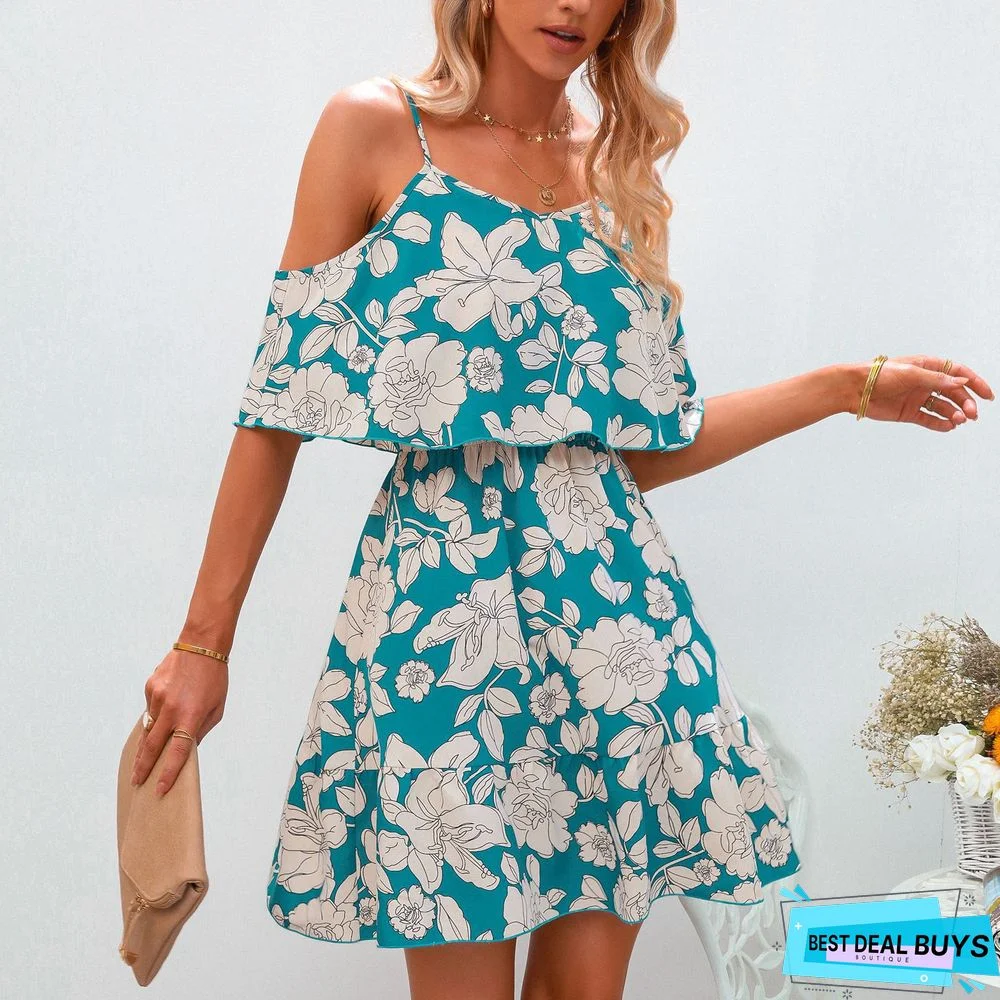 Slit Chiffon Floral Short Dress
