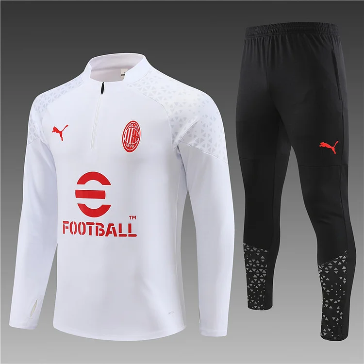 2023-24 AC Milan White Half-Drawn Training Jersey