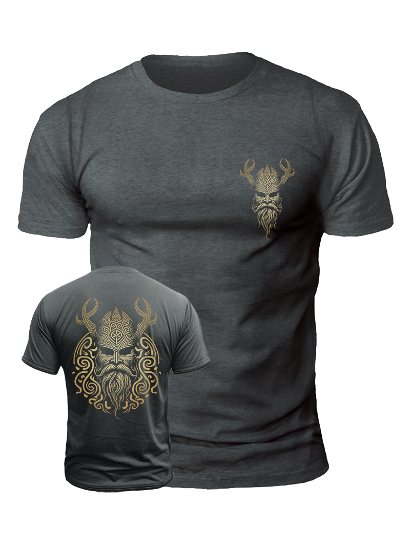 Men's A Viking Warrior Print Casual Short Sleeve T-shirt