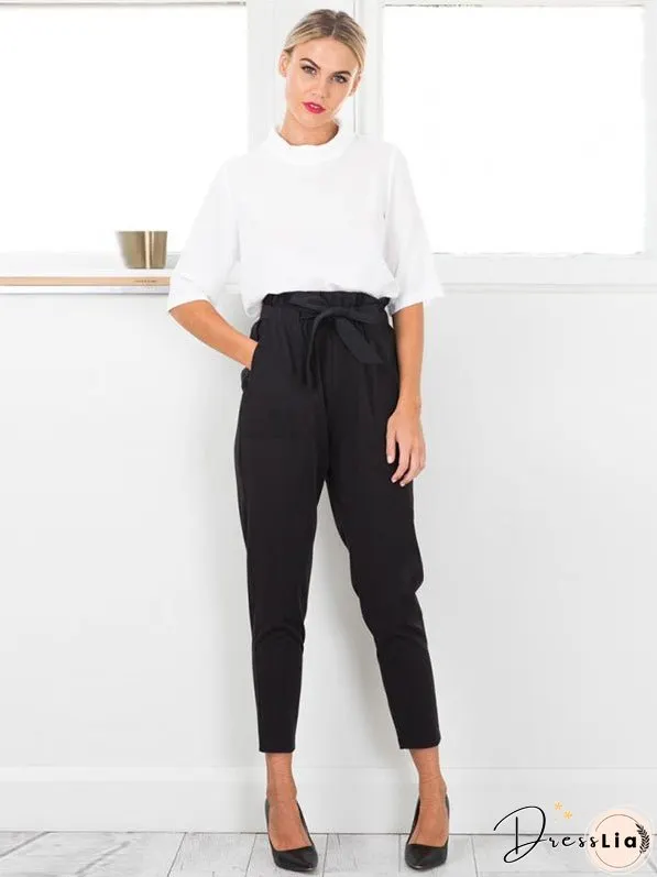 All-match Waistband Cropped Trousers