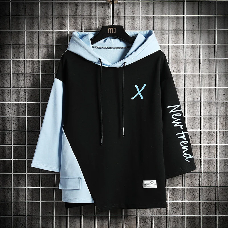 Three-quarter sleeve short-sleeved t-shirt trendy brand hooded sweater oversize couple top Techwear Shop