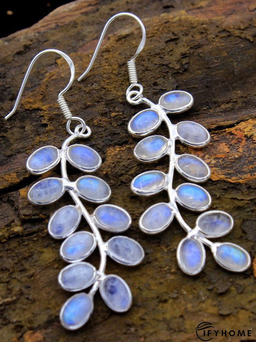 Ethnic Opal Moonstone Leaf Shape Earrings Boho Vintage Jewelry | IFYHOME