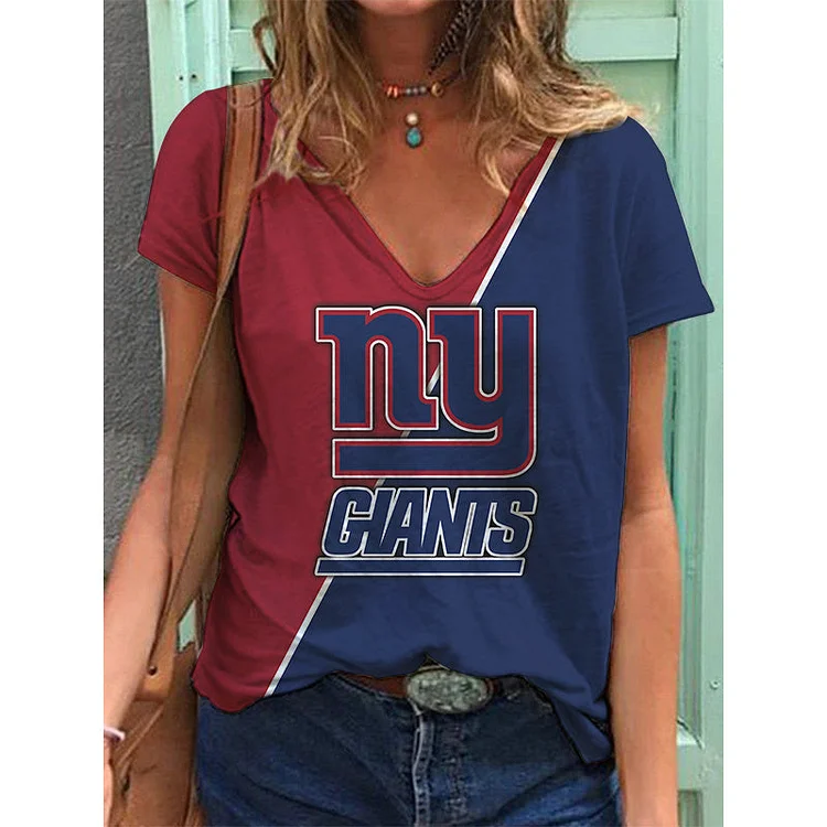 New York Giants Lightweight Short Sleeve V-Neck T-Shirt