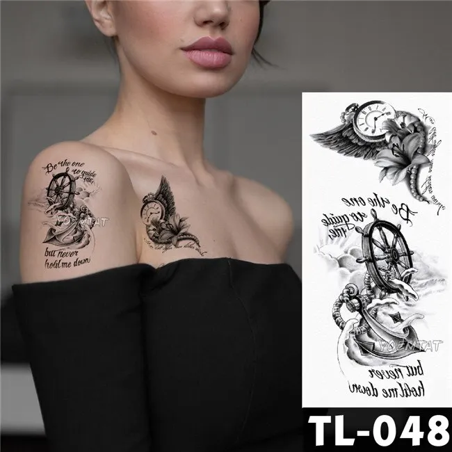 Sdrawing Flower Panda Elephant Watercolor Fox Flower Tattoo Stickers Girls waterproof Temporary Tattoo Women Body Arm Neck Back Art