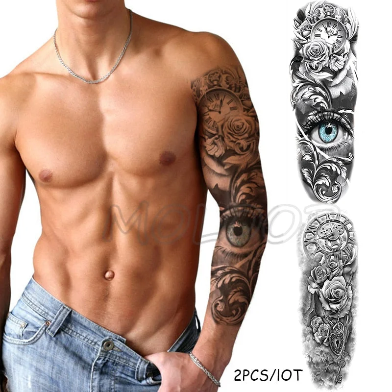 Waterproof Temporary Tattoo Sticker Full Arm Large Virgin Cross Tatoo Stickers Flash Fake Tattoos for Men Women