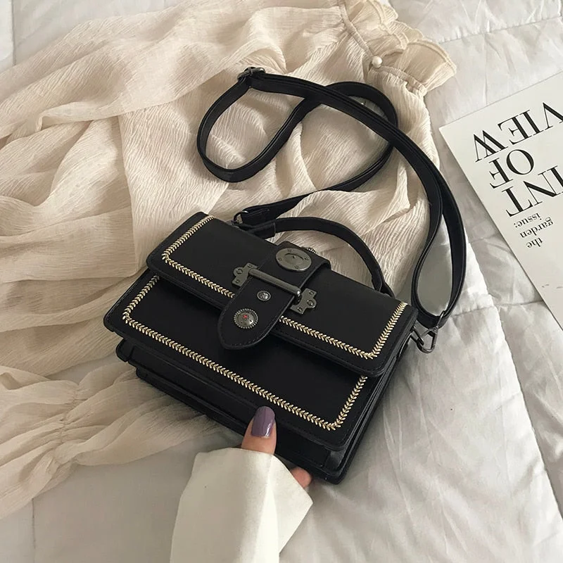 Retro Fashion Elegant Female Square bag Tote Bag 2021New High Quality PU Leather Women's Designer Handbag Shoulder Messenger bag