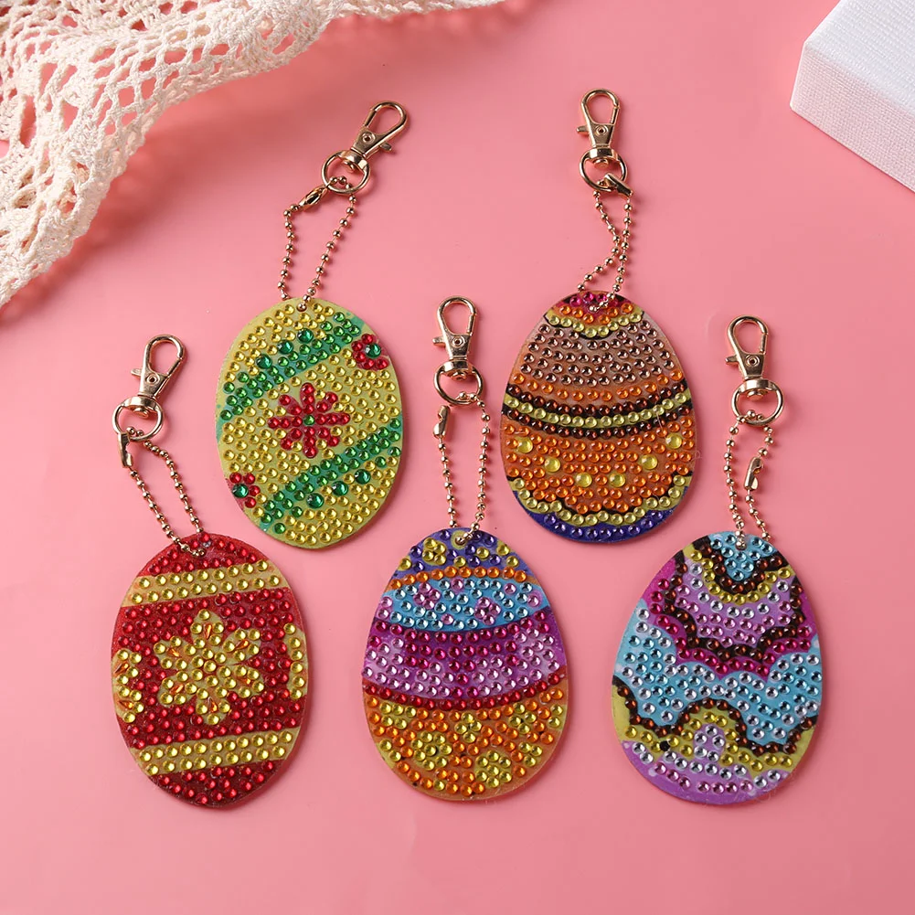 5pcs Egg Space Special Shaped DIY Diamond Painting Kit Keychain for Bag Key
