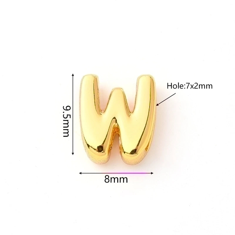 1 Pc/Package 9.5x6mm 9.5×7.5mm 9.5x8mm 7x2mm Copper 18K Gold Plated Letter Bubble Polished Beads