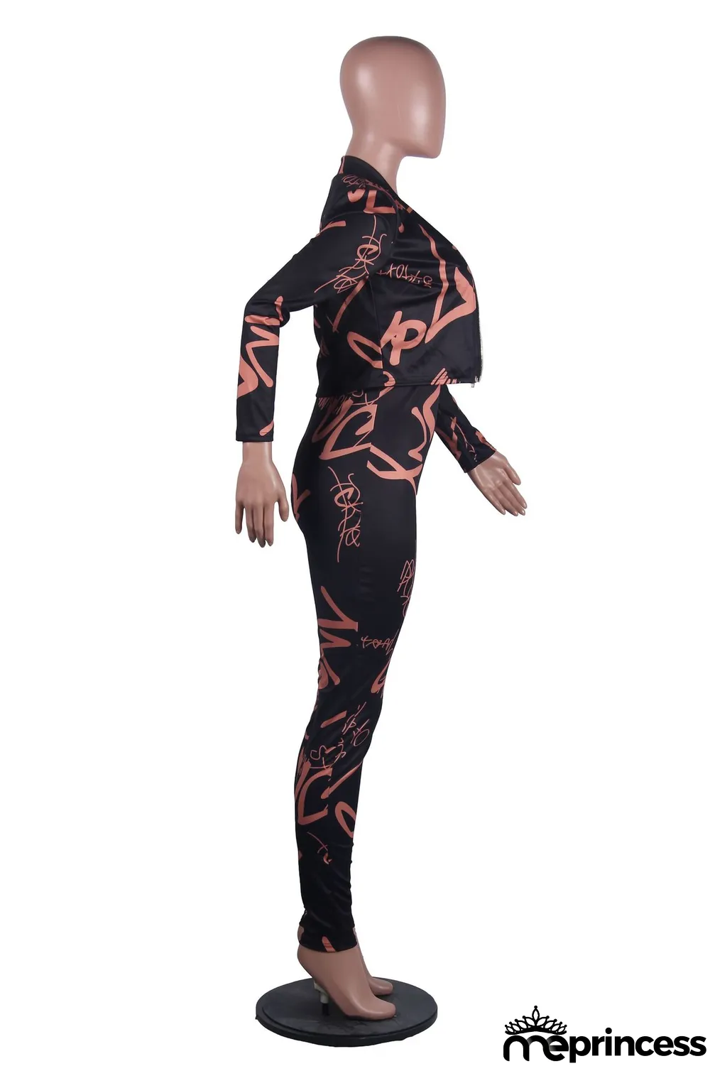 Trendy Printing Casual Two-piece Jacket + Jumpsuit