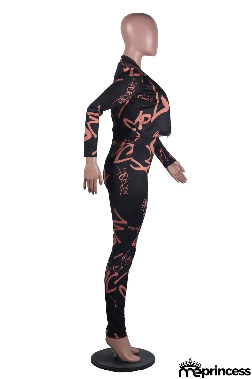 Trendy Printing Casual Two-piece Jacket + Jumpsuit