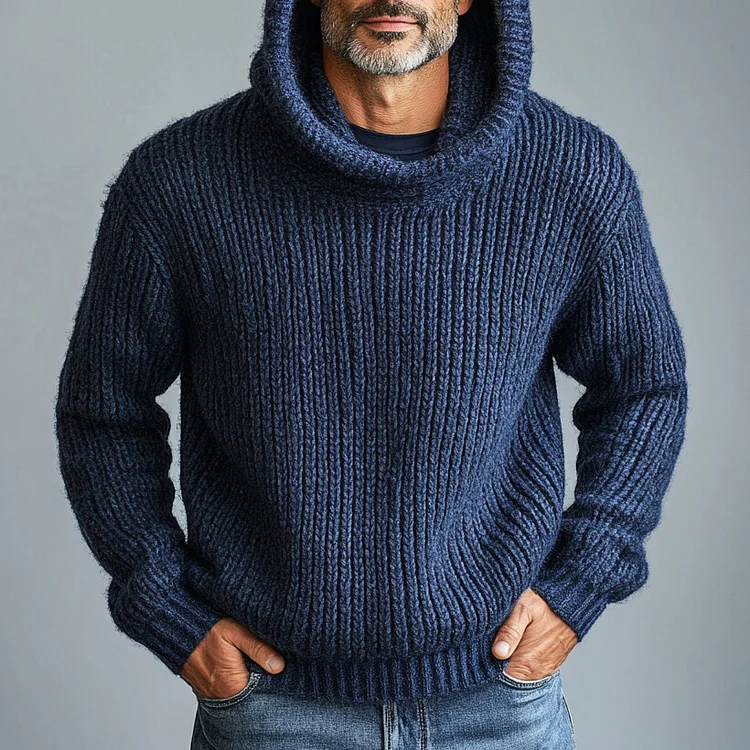 Men's Knitted Solid Color Warm Hoodie-inspireuse