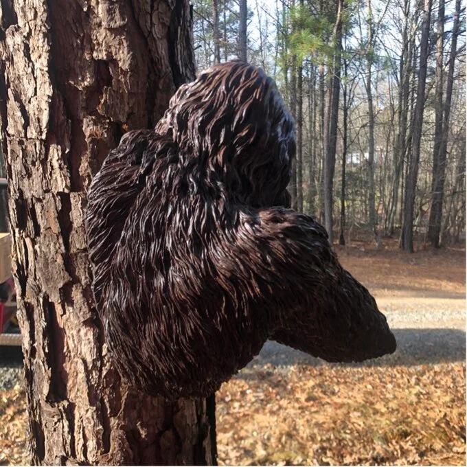 bashful yeti tree statue