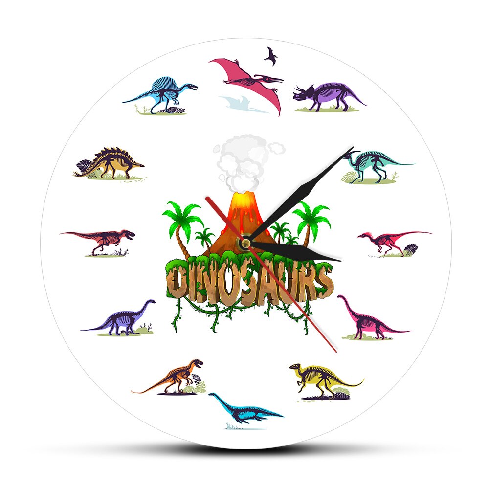 

Volcanic Eruption With Dinosaurs - Frameless Acrylic Wall Clock, 501 Original