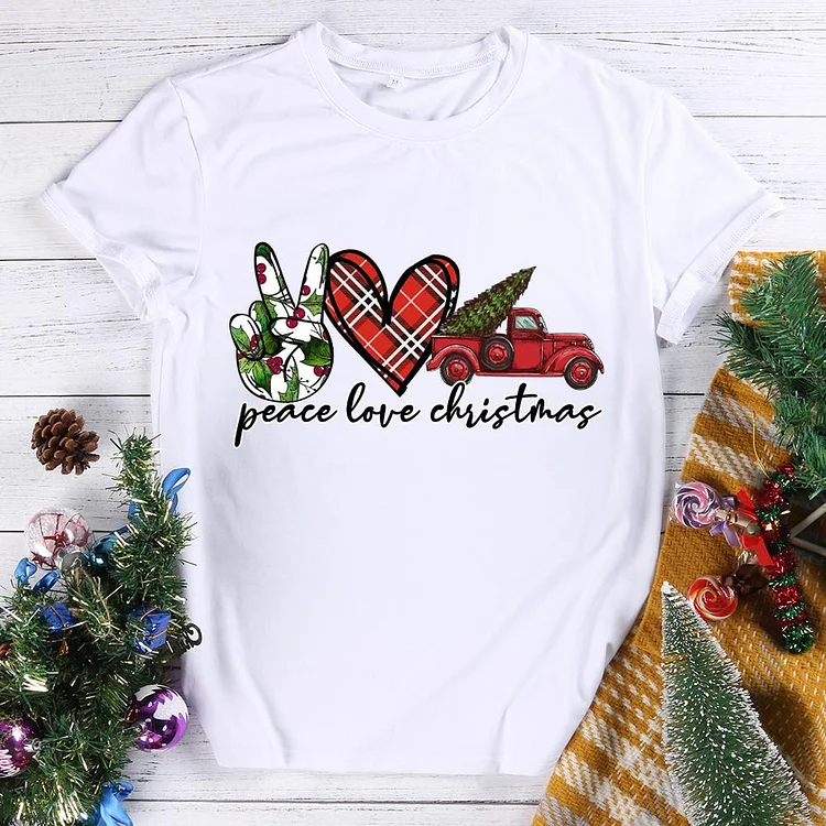 Peace Love Christmas T-shirt Tee -604908-Annaletters