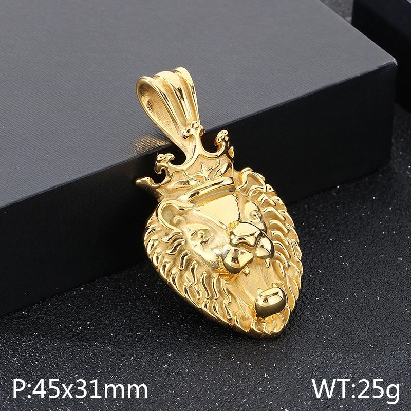 1 Piece 304 Stainless Steel 18K Gold Plated Lion’s Head Pendant