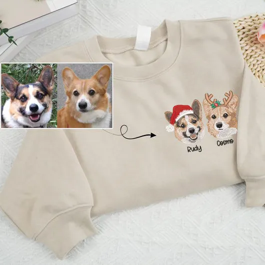 Custom Embroidered Pet Unisex Sweater From Pet&lsquo;s Photo and Name