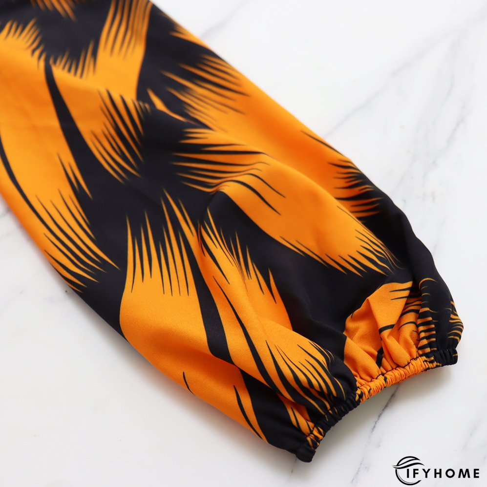 Printed Puff Sleeve Shirt Short Skirt Plus Size Two-Piece Set | IFYHOME