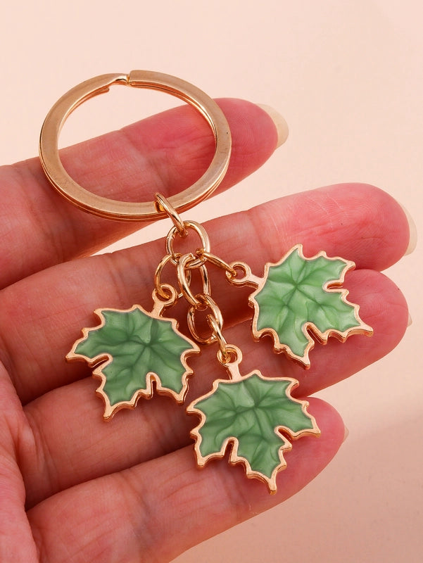 IG Style Ginkgo Leaf Alloy Enamel Bag Pendant Keychain