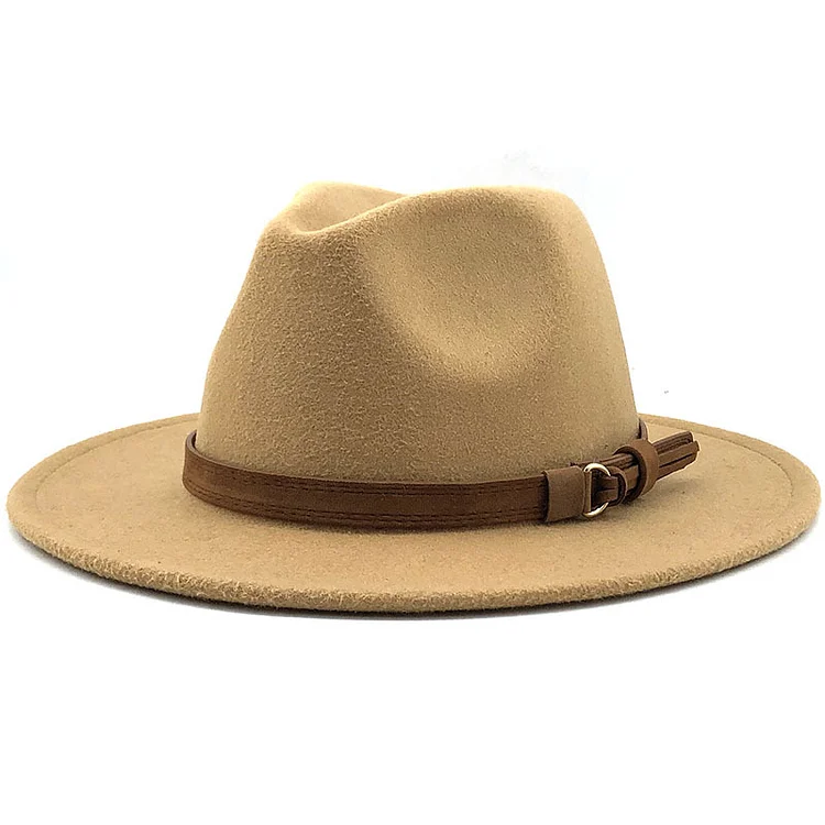Multi-Color Hat Suede Belt Woolen Hat British Style Jazz Hat