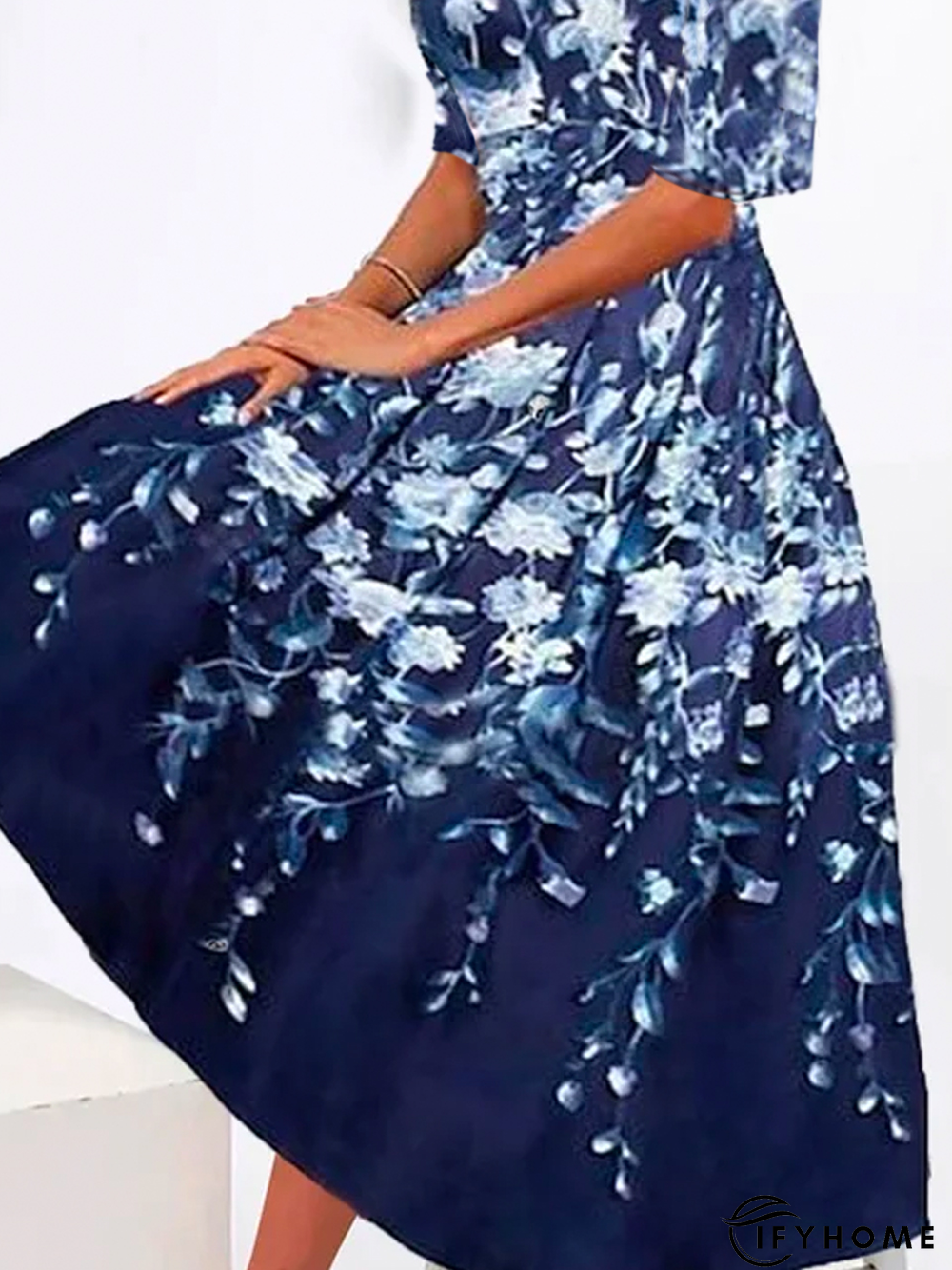 Loose Floral V Neck Dresses | IFYHOME