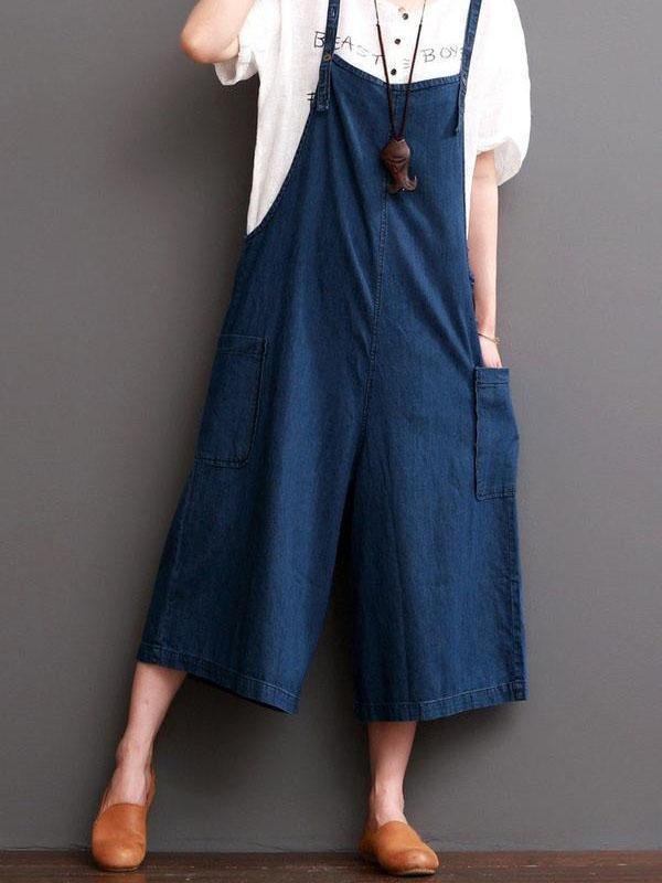 Women's Spring And Summer Loose Casual Comfortable Strap Wide Trousers-Mayoulove