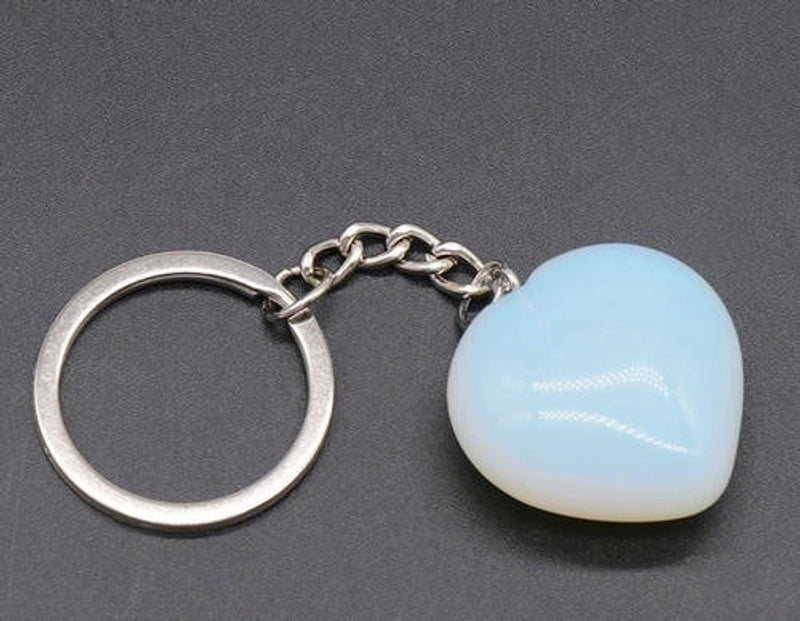 Minimalist Heart Shape Natural Stone Polishing Crystal Keychain