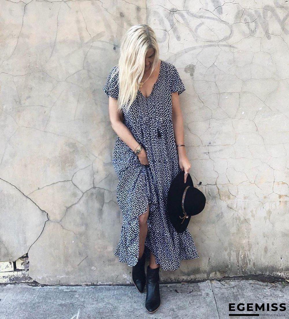 Boho Flutter Sleeves Polka Dot Midi Dress | EGEMISS