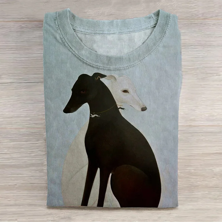 Wearshes Black And White Dogs Casual T-Shirt