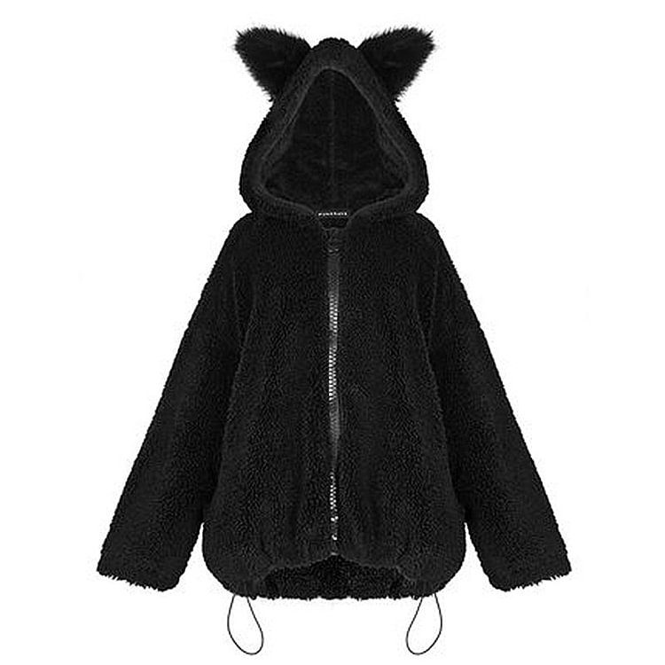 Cat Ear Hooded Sherpa Coat