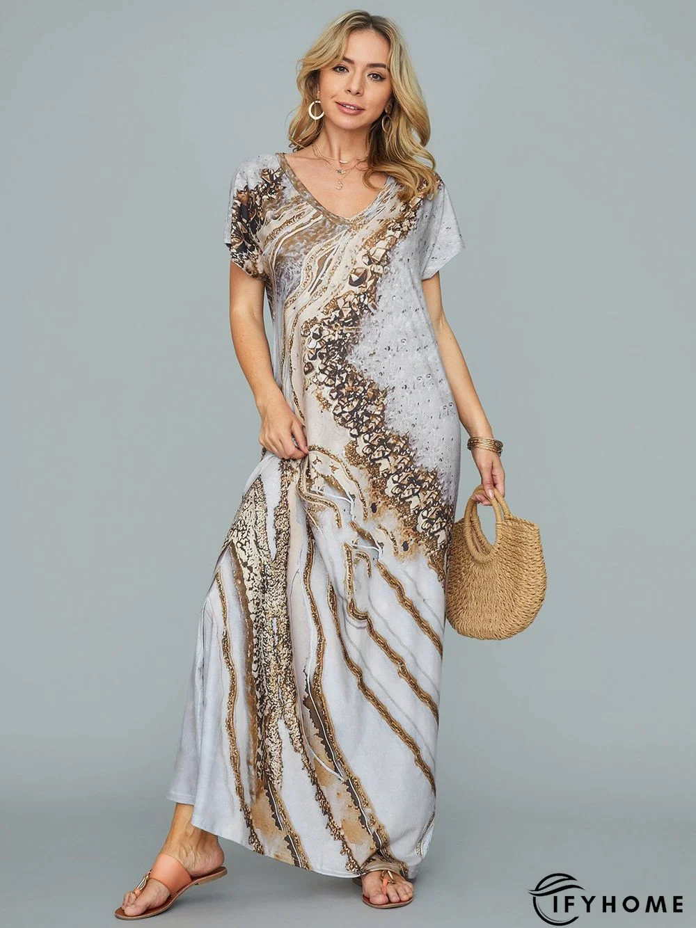 Vacation Ombre Regular Fit V Neck Dress | IFYHOME