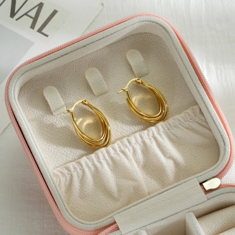 1 Piece Minimalist U Shape Layered 304 Stainless Steel 18K Gold Plated Earrings