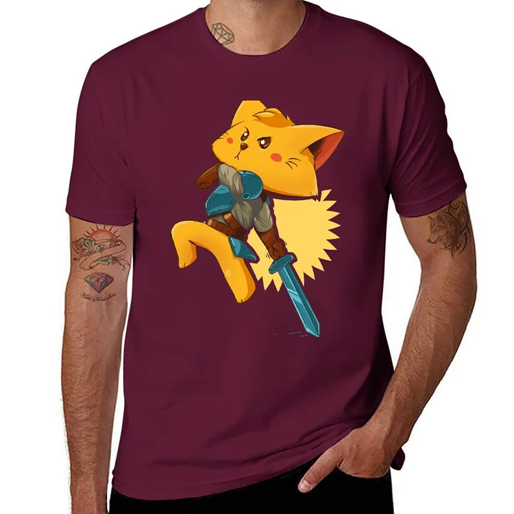 Xrcrm New Cat Knight T-Shirt t-shirts man heavyweight t shirts aesthetic clothes oversized t shirts plain white t shirts men