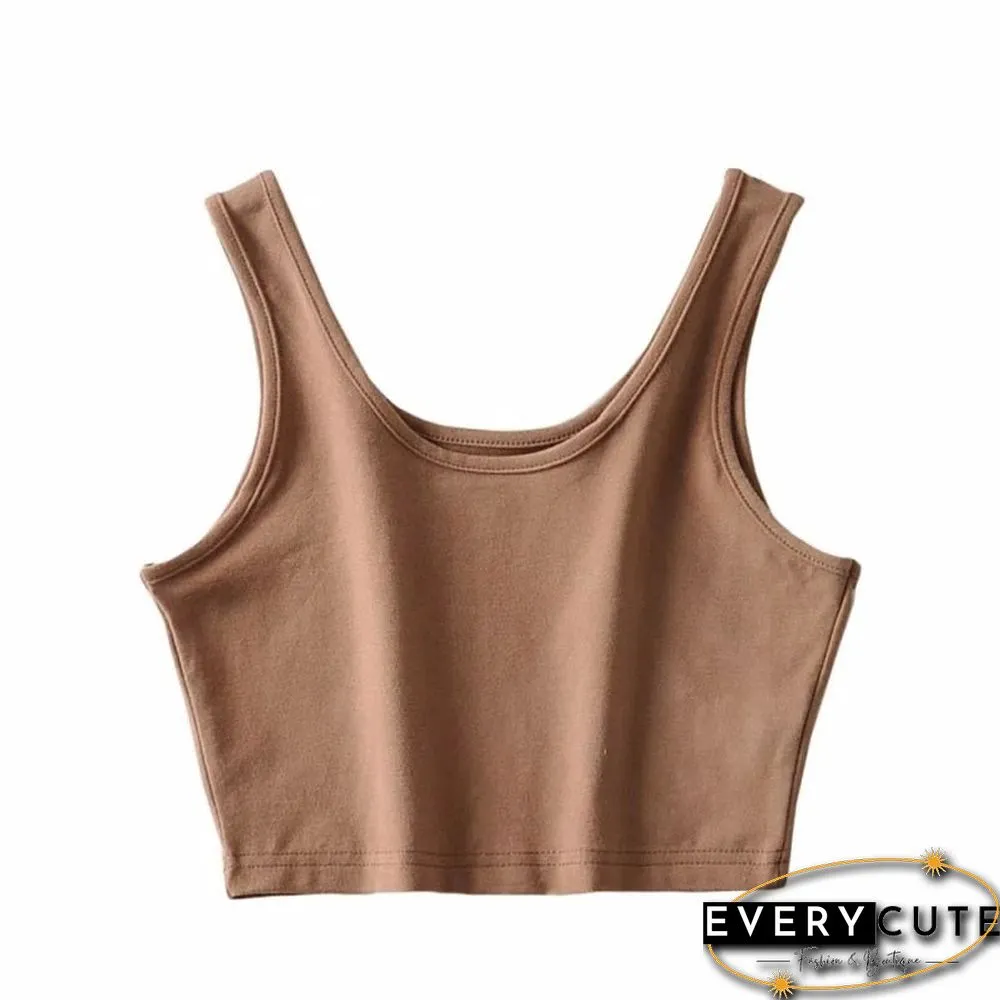sexy women summer crop tops sleeveless short cotton u collar knitted bar