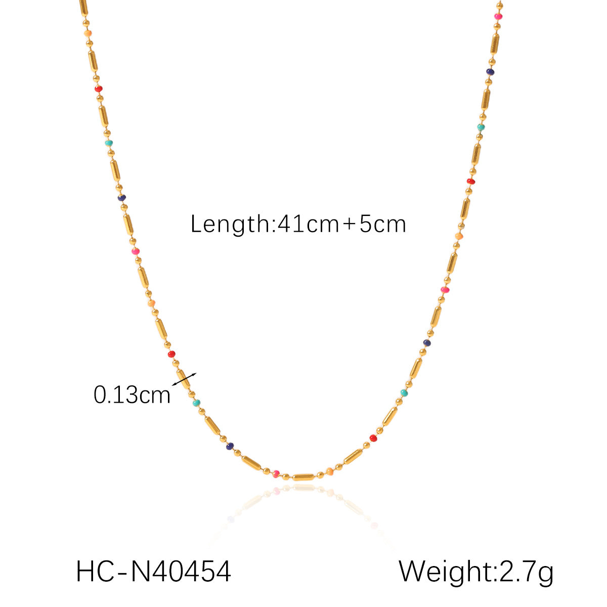 Dopamine Necklace Colorful Clip Bead Stainless Steel Necklace Design Natural Stone Round Bead Clavicle Necklace For Women