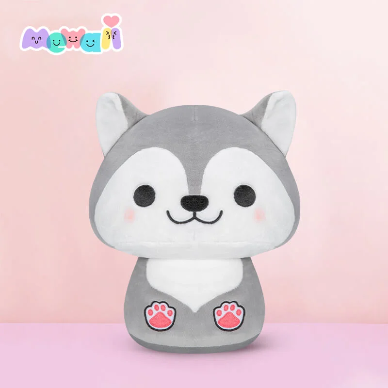 Mewaii Personalized Gray Wolf Kawaii Plush Pillow Squishy Toy Cute Mushroom Family