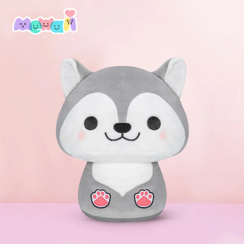 Mewaii® Mushroom Family Grey Wolf Kawaii Plush Pillow Squish Toy