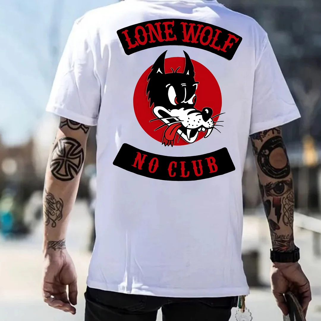 LONE WOLF NO CLUB White Print T-Shirt