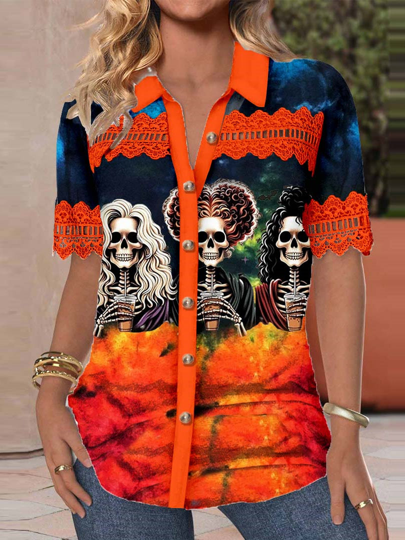 Women Long Sleeve V-neck Graphic Floral Printed Top