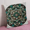 Green Mandala Stamped Cross Stitch Pillow Cover Kit 11CT 3-Strand Embroidery 45x45cm Zippered Cushion Case tapestrymarket