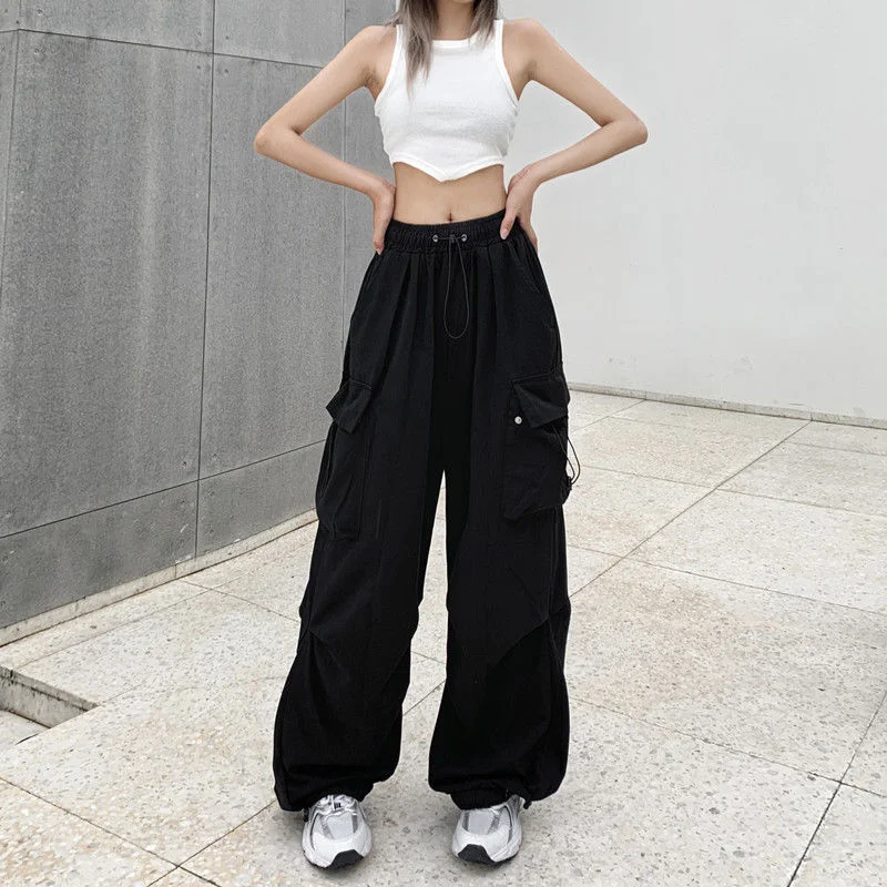 Wongn Wongn Overalls Casual Pants Female Summer Versatile Straight Down Leg Pants Loose Wide Leg Pants Ins