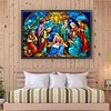 (Big Size)Glass Painting Nativity - 11CT Stamped Cross Stitch - 60*40cm