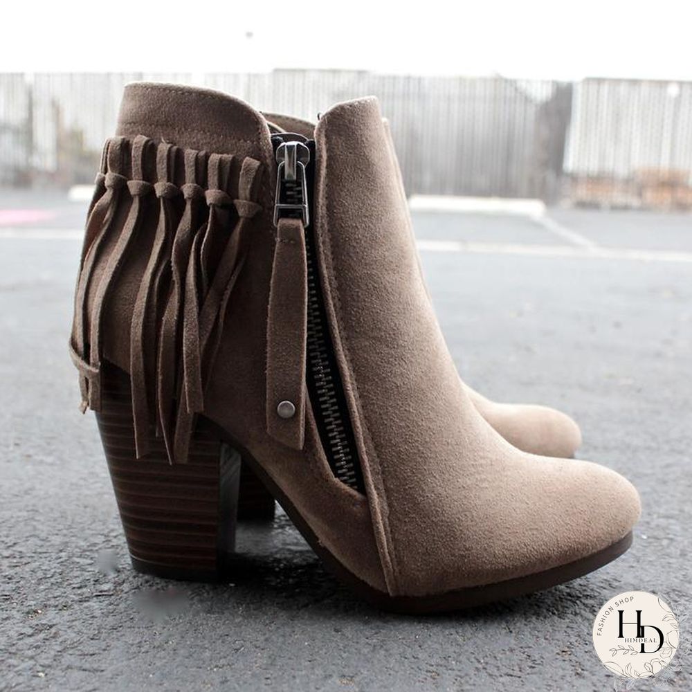 Boho Fringe Ankle Booties Winter boots