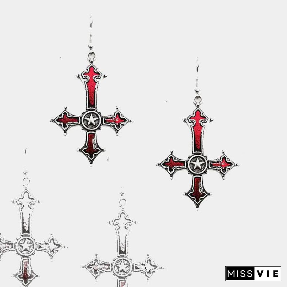 Halloween Gothic Cross Earrings Ear Clip