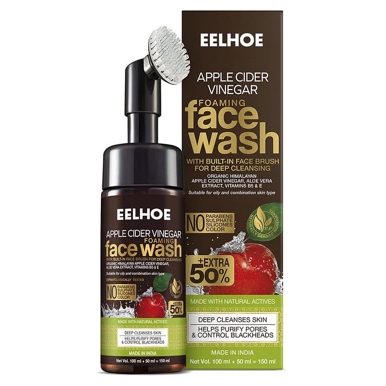Foaming Face Wash with Built-In Face Brush for Tan Removal & Facial Cleansing - 150 ml