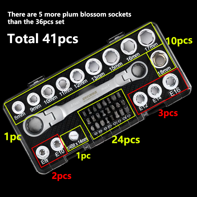 القابلة للدوران الشدات والمآخذ ولقم السائق ، طقم عدة مفاتيح متعددة الاستخدامات مادة فولاذية عالية الجودة من الكروم الفاناديوم