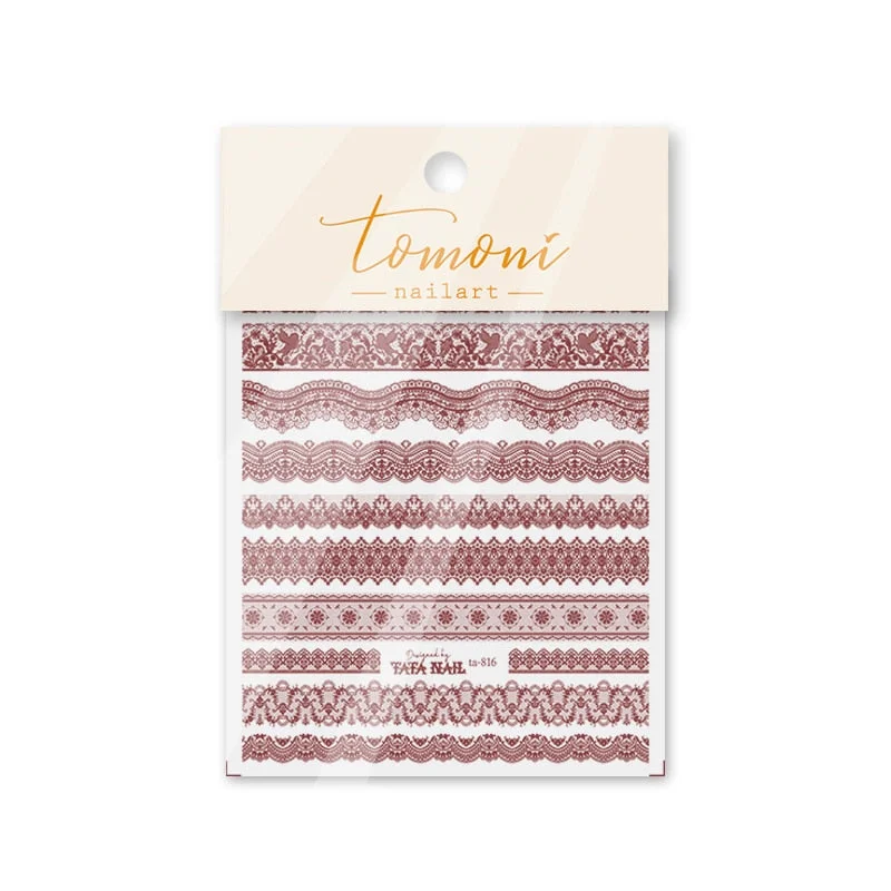 Beautizon lace pattern Nail Sticker 3D Engraved Nail Stickers Flower Rose Nail Art Decorations Nail Decals Design