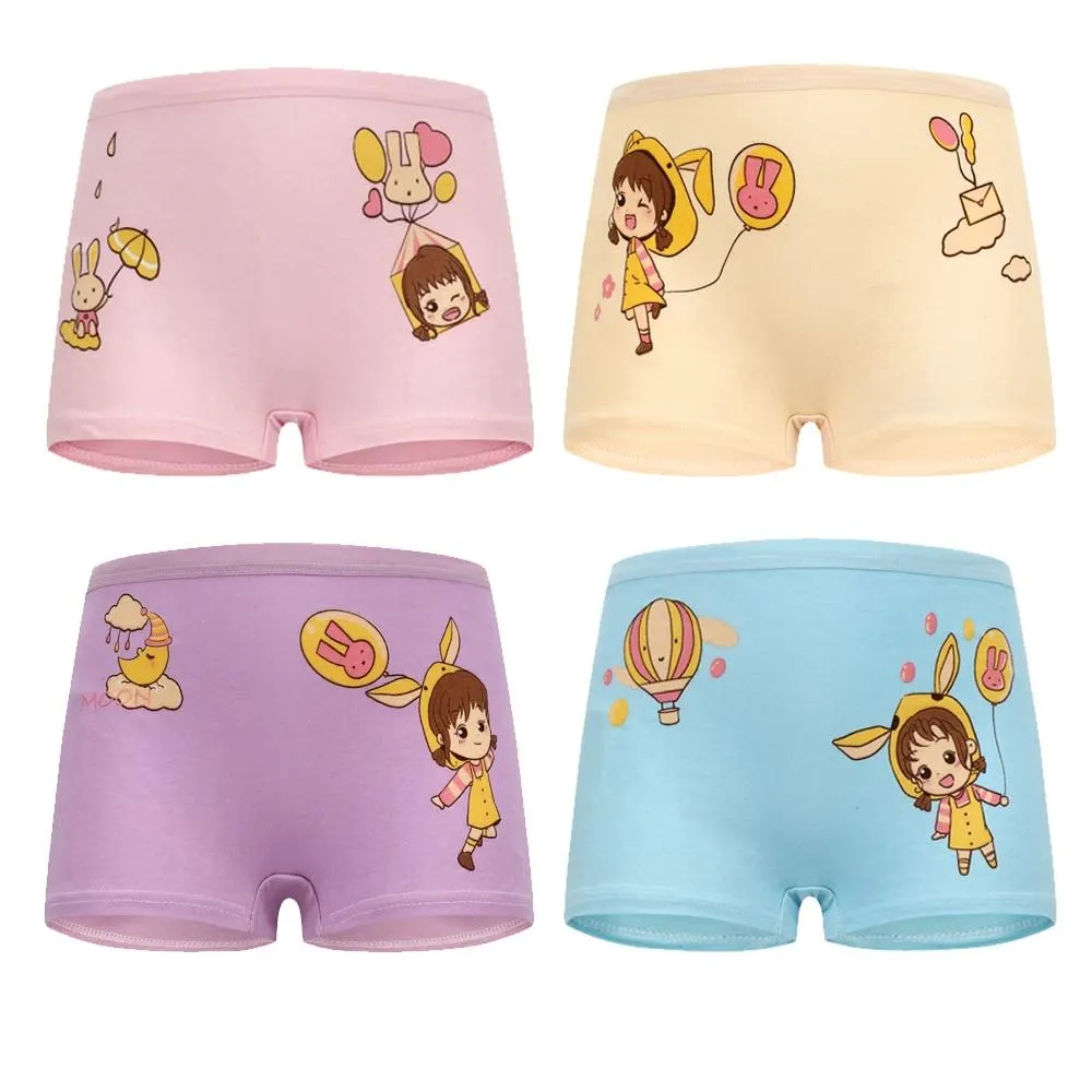 4 Pieces/Lot 2-12Y Children Underwear High Quality Cotton Girls Panties Cute Cat Pattern Kids Boxer Briefs Child Soft Girl Pants