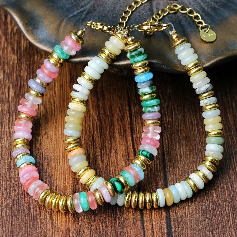 Minimalist Classic Style Round 316L Stainless Steel  Semi-precious Stone Bracelets