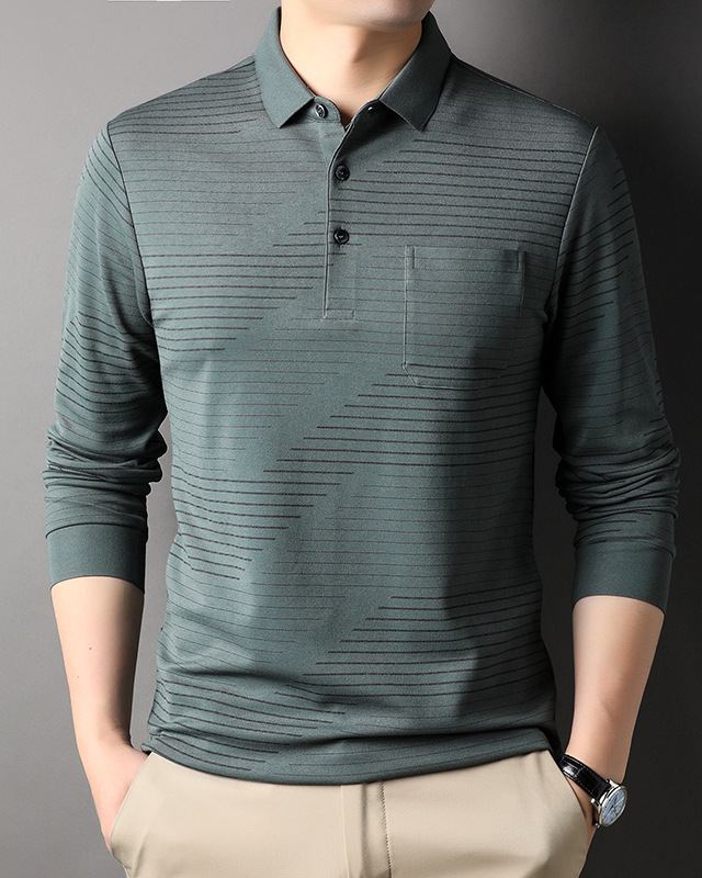 Men's Premium Lapel Long Sleeve POLO Shirt 001